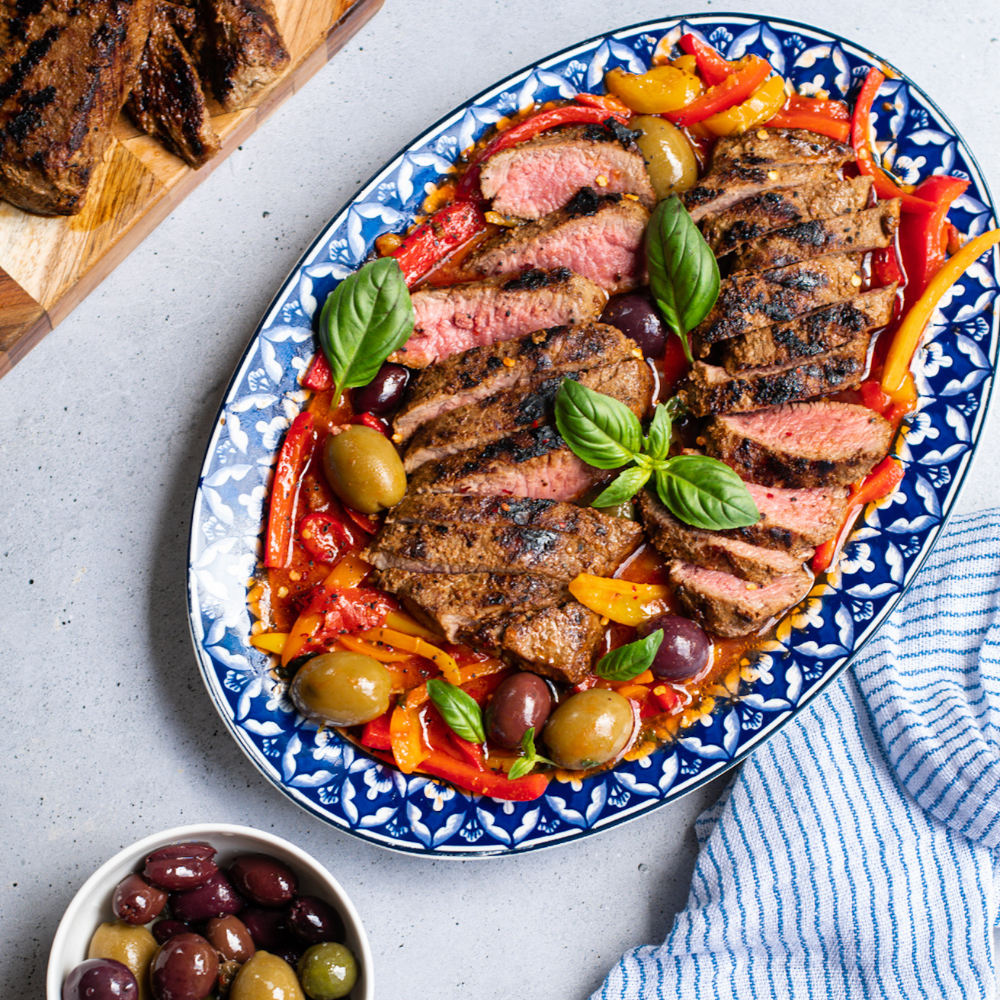 Recipe : Grilled Lamb with Olive Peperonata – Hudson Meats