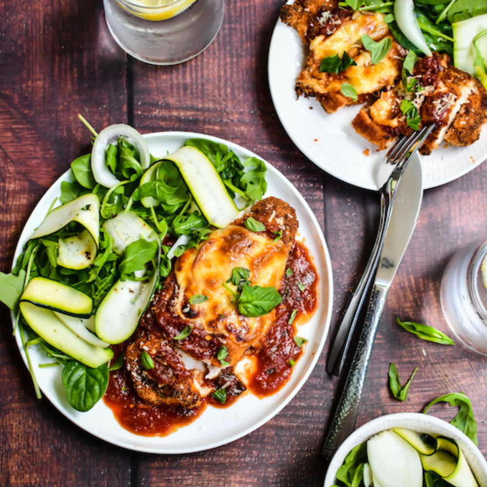 Recipe : Chicken Parmigiana with Green Salad