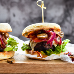 Recipe : Grilled beef burgers with caramelised onions and mushrooms 