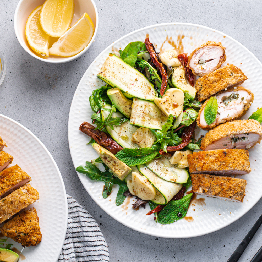 Recipe Chicken Kiev with sun dried tomato & avocado salad Hudson Meats