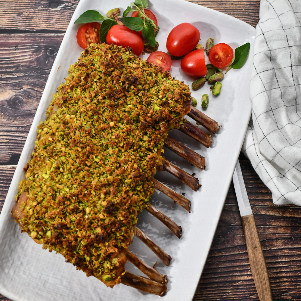 Recipe : Herb and pistachio crusted lamb rack