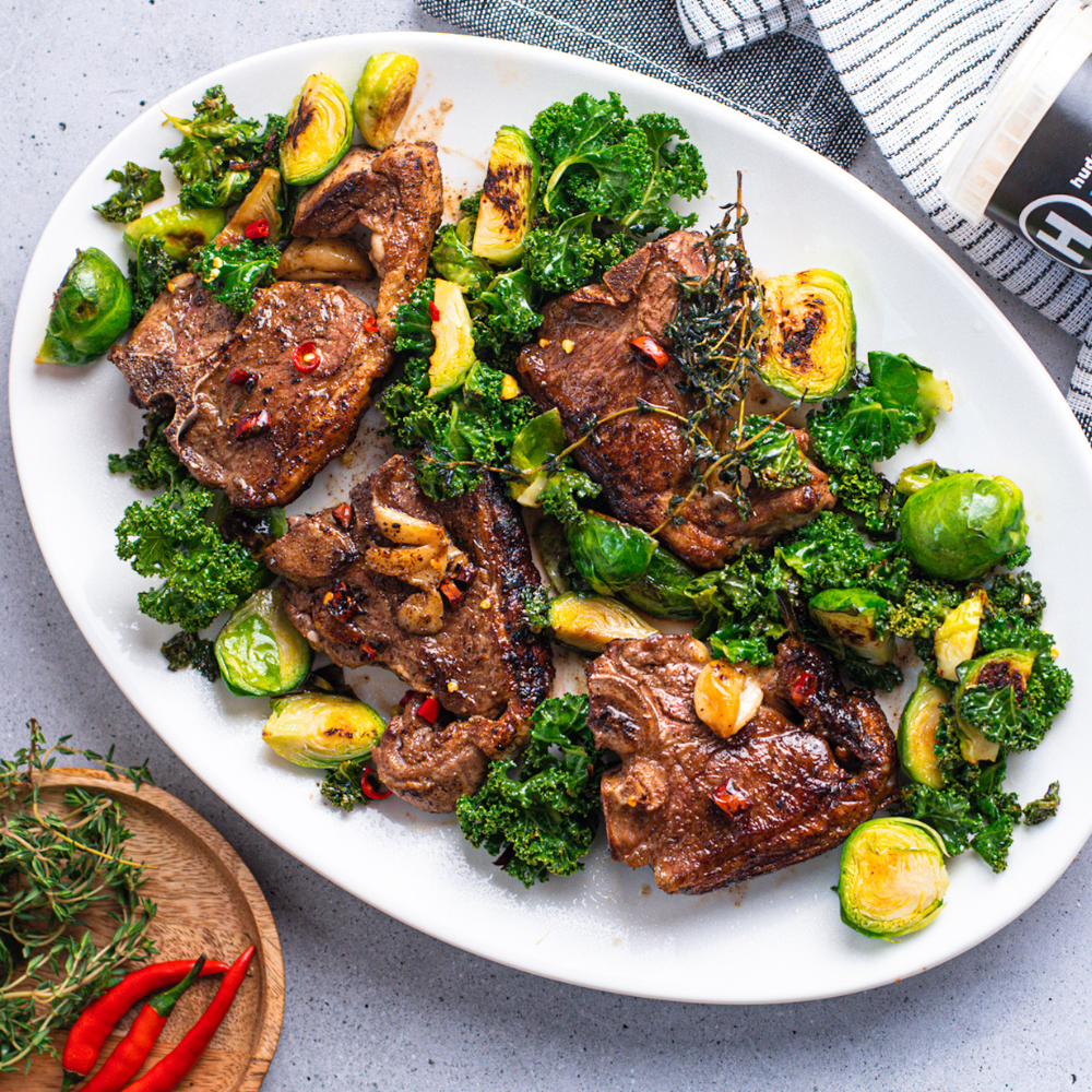 Recipe : Lamb loin Chops with Chilli Greens and Anchovy Butter