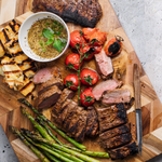 Recipe : Lamb Backstrap with Halloumi, Asparagus & Tomato