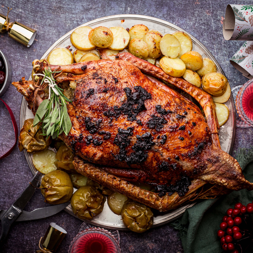 Recipe : Cherry and Brandy Glazed Goose with Roasted Apples