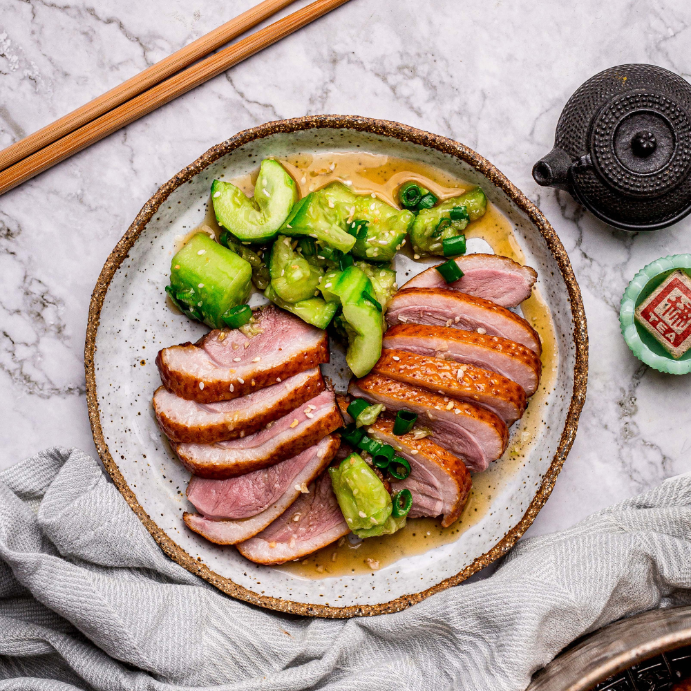 Recipe : Tea Smoked Duck Breast with Smashed Cucumber Salad